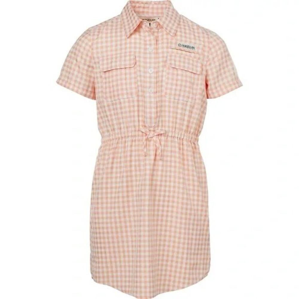 Magellan Southern Summer Fishing Shirt Dress Peach Parfait Gingham Size XL NEW